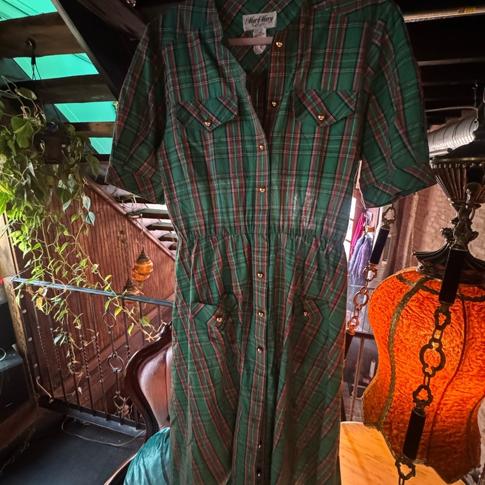Green Plaid Women's Dress